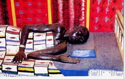 La rappresentazione di Kwadio Dongo all'interno della sua tomba